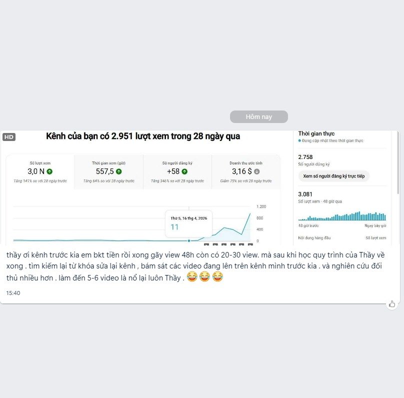 Ảnh chụp kênh thật